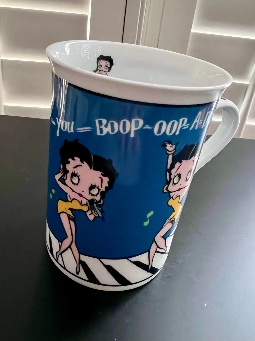 Betty Boop Blue Ceramic Mug with Yellow Accents